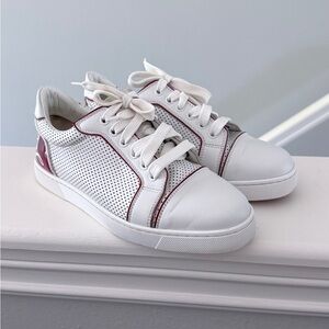 Christian Louboutin White and Red Vieira Leather Sneakers